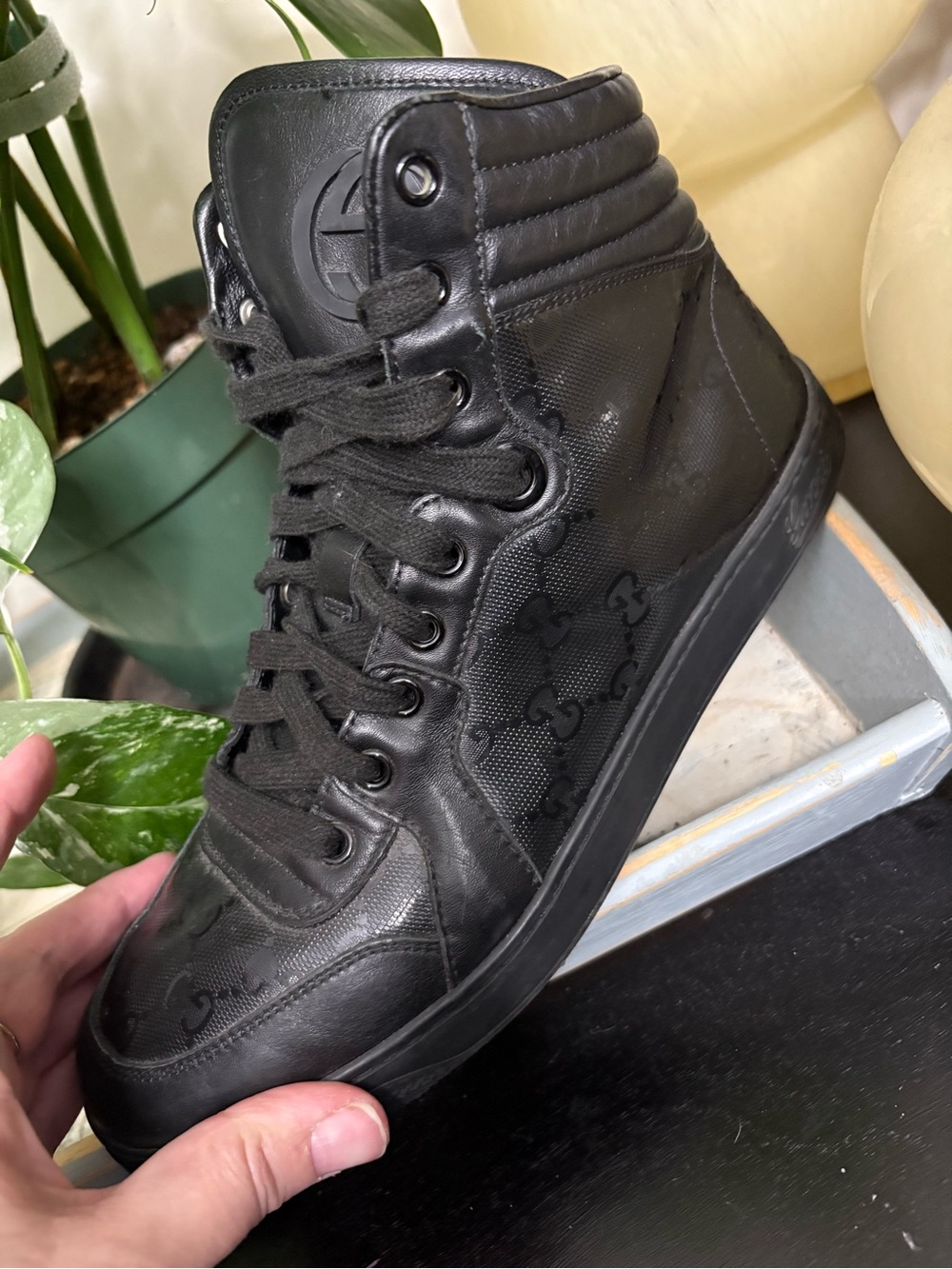 Gucci GG Imprime Black High Top Sneaker 224778 - Picture 6 of 10